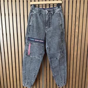Pit Viper Sport Denim Pants Jogger Gray Stretch Elastic Waist Size XS Size 26x27